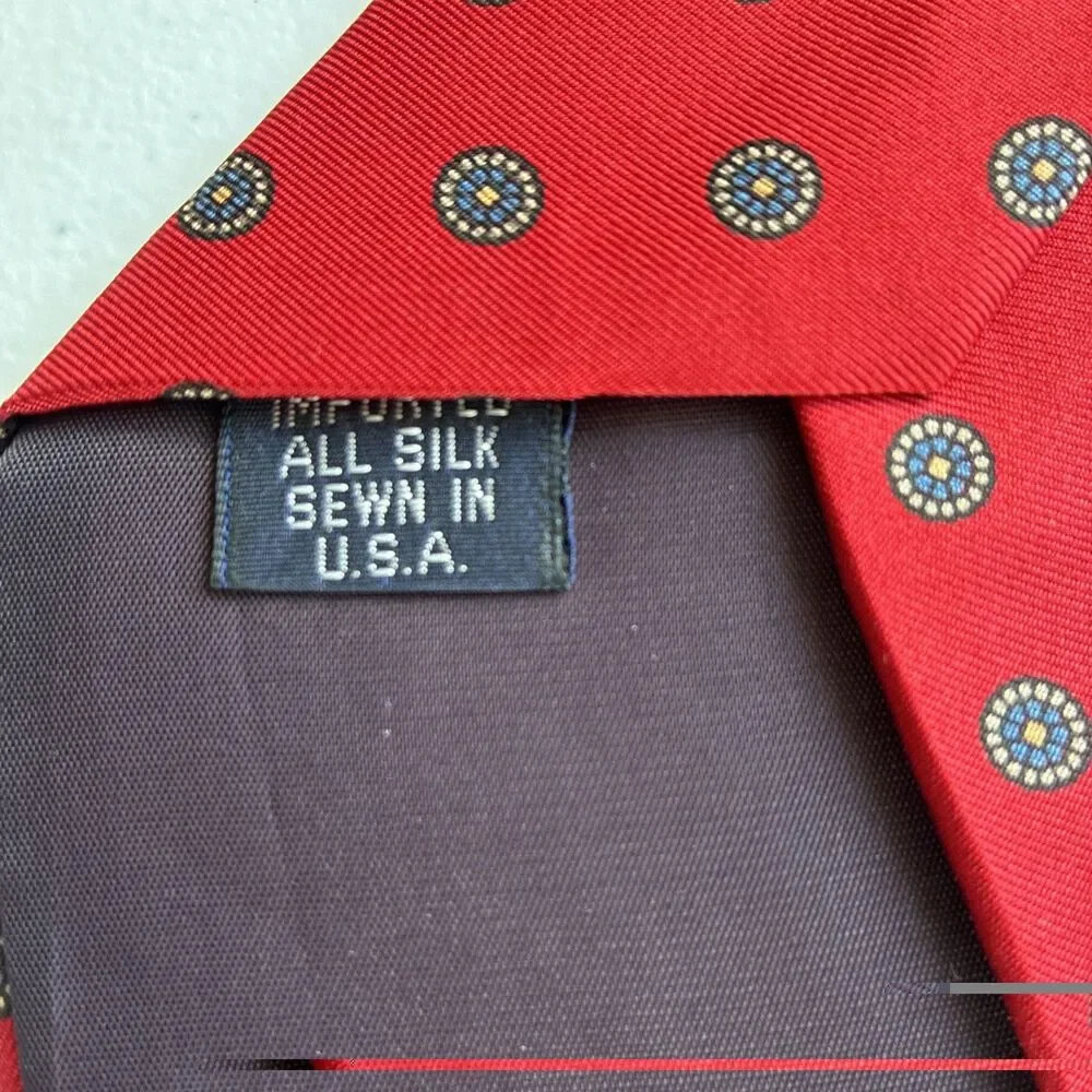 Neil Martin Vintage Set Silk/Wool Ties Red/Burgundy - Handmade in USA